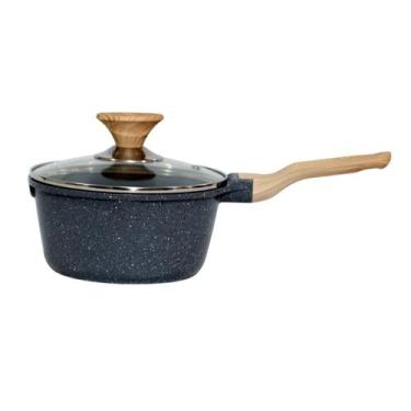 Imagem de Panela Antiaderente Indução Revestimento Mármore Cerâmico 18cm Cinza -