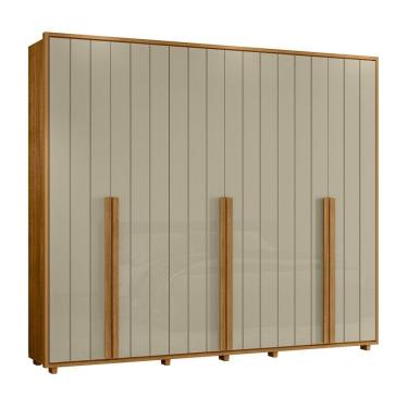 Imagem de Guarda-roupa Casal Volpi Ripado 6 Portas 6 Gavetas - 7 Decor Cumaru E Opala