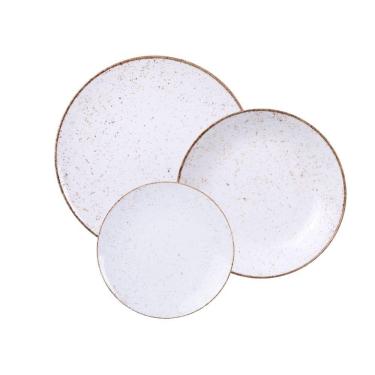 Imagem de Jogo De Pratos Tramontina Rústico Marrom Em Porcelana Decorada 12 Peças