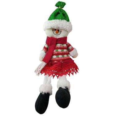 Imagem de Boneco De Neve Sentado Natal Natalino Enfeite Decoraçao Arvore Mesa Estante Janela Casa Trabalho Evento Comemoraçao