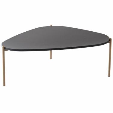 Imagem de Mesa De Centro Para Sala De Estar Pés Metálicos Baixa Adek A03 Nero Dourado - Lyam Decor