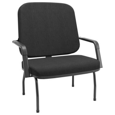 Imagem de Cadeira De Escritório Recepção Com Braço Fixa Preta Magno P03 Crepe Preto - Lyam Decor