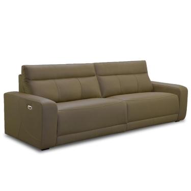 Imagem de Sofá 3 Lugares Rettrátil Reclinável Elétrico 254cm Mazi L06 Couro Verde Musgo - Lyam Decor