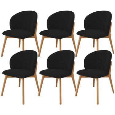 Imagem de Kit 06 Cadeiras De Jantar E Estar Living Estofada Mia L02 Suede Preto- Lyam Decor