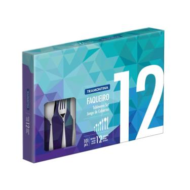 Imagem de Faqueiro Tramontina Cosmos em Aço Inox com Facas de Mesa 101 Peças