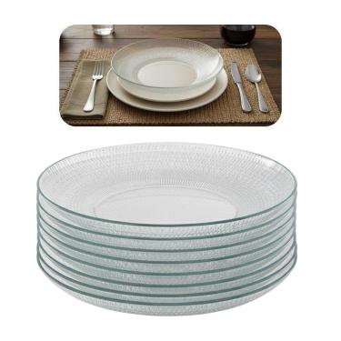 Imagem de Jogo 8 Prato Fundo De Vidro Gema Plus Transparente 22,5cm Class Home