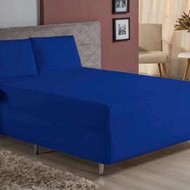 Imagem de Jogo De Cama Casal Nobre 3 Peças Luva De Box 55cm De Altura Malha 100% Algodão - Royal