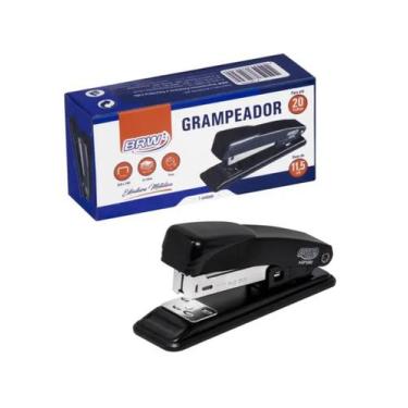 Imagem de Grampeador De Metal 26/6 Para 20 Folhas Brw Reforçado Preto, Preto