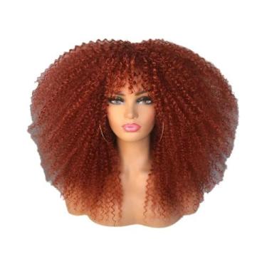 Imagem de Peruca Afro Cacheada Com Franja Para Mulheres Negras, Peruca Sintética