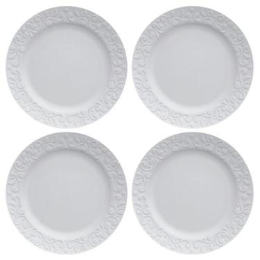 Imagem de Jogo 4 Pratos Rasos Redondos 26,5cm em Porcelana com Relevo Tassel Ger