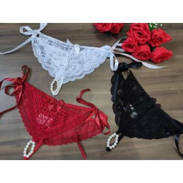 Imagem de Kit 3 Calcinha Tailandesa Pérolas Luxo - Like4you, Único, Branco