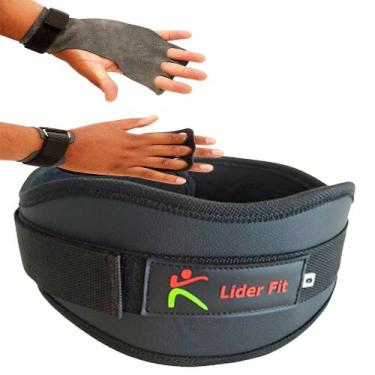 Imagem de Cinta Protetora Lombar Para Musculação + Par De Luva De Academia Calei