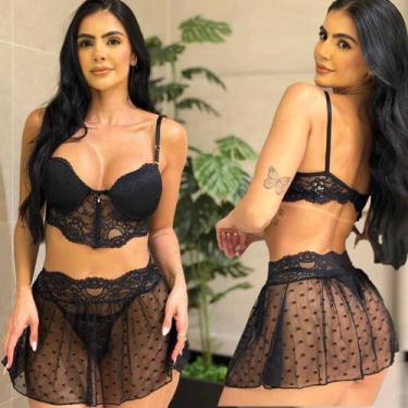 Imagem de Conjunto Lingerie C/ Saia Miranda Tamanho:MCor:Preto - Like4you, M, Pr