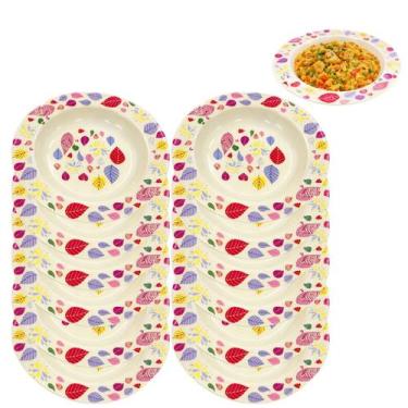 Imagem de 12 Pratos Fundo Melamina Floral 25cm Uso Restaurante - New Goods