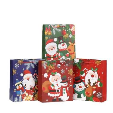 Imagem de Sacos de papel de Natal com design de desenho animado, pacote com 12 -