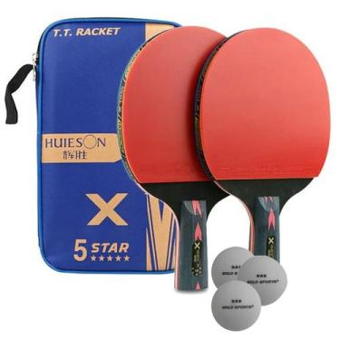 Imagem de Kit de Tênis de Mesa Huieson Carbon-2 Raq Cabo Caneta 5 Star + bolsa e