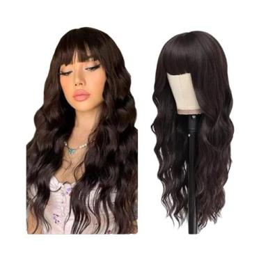 Imagem de Peruca Sintética Loira Cacheada Ondulada De 26 Polegadas Com Franja, R