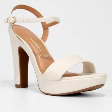 Imagem de Sandália Meia Pata Vizzano Salto Grosso Alto Feminina - Branco, 38