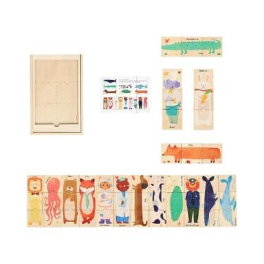 Imagem de Quebra-Cabeça 3D De Madeira Com Animais Em Desenho Animado Para Crianç