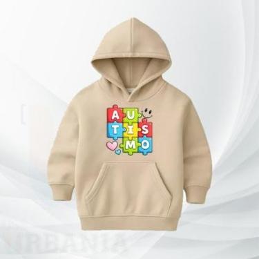 Imagem de Moletom Infantil Autismo com Capuz Moleton Canguru Flanelado Conscientização TEA Inverno-Unissex