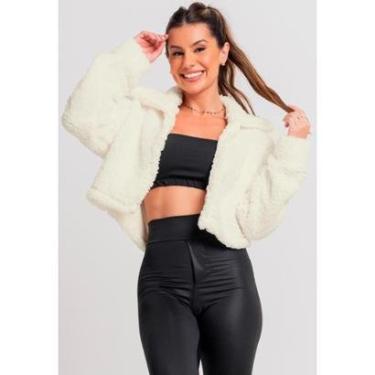 Imagem de Casaco Flanelado Feminino Jaqueta Cropped Teddy Peluciado Mvb Modas-Feminino