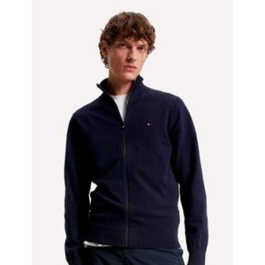 Imagem de Suéter Tommy Hilfiger Masculino 1985 Zip Through Azul Marinho-Masculino