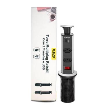 Imagem de Torre de Tomada Multiplug USB Retratil Tipo-C Embutir Mesa - Nilo-impo