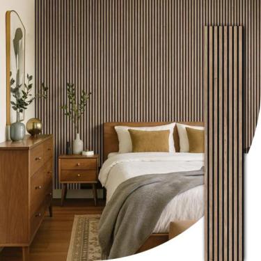 Imagem de Painel Ripado Acústico Madeira Natural Ikara - 270x32cm, Freijó