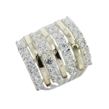 Imagem de Anel 7 elos Prata 925 Aplique de ouro 12k - Maça de Prata Joias, 29