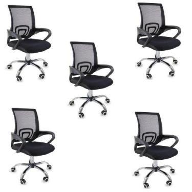 Imagem de Kit 5 Cadeiras De Escritório Oficial Begônia Mesh Ergonômica - Oficial