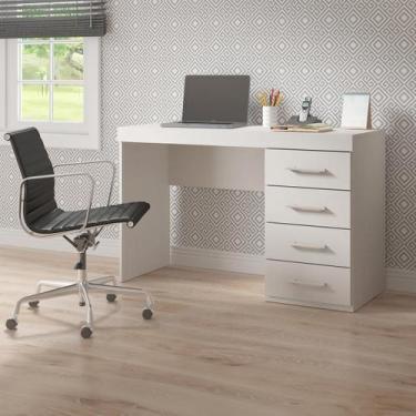 Imagem de Escrivaninha Home Office 4 Gavetas 120cm MDP Menu Móveis Branco