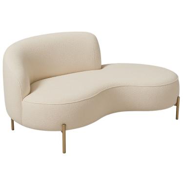Imagem de Sofá Curvo 2 Lugares 150cm Braço Dir. Thommy Pés Ouro Bouclé Off White - Nexta Casa