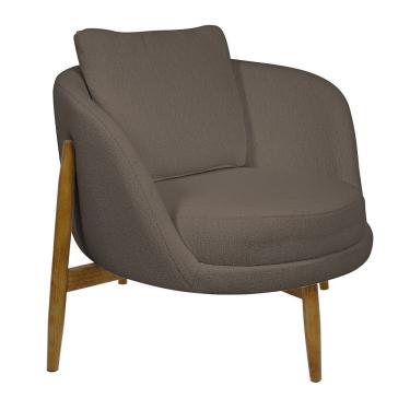 Imagem de Poltrona Decorativa Austin Base Madeira Bouclé Marrom - Nexta Casa