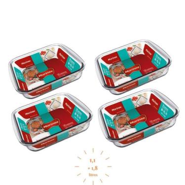 Imagem de Jogo 4 Travessa Quadrada ( 1,1L - 1,8L) Marinex Vidro Temp - Nadir Fig