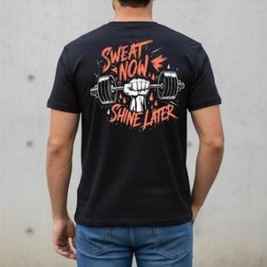 Imagem de Camiseta Masculina Preta Basica Customizada Algodão 100% Camisa Treino Musculação Fitness Academia-Masculino