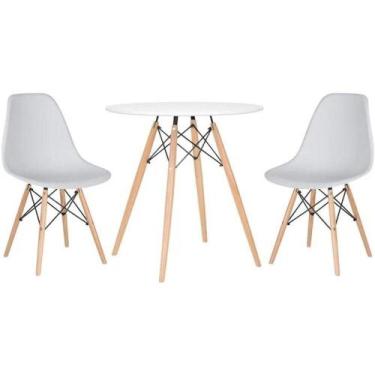 Imagem de Kit Mesa Jantar Eiffel 80cm Branca + 2 Cadeiras Charles Eames Branca -