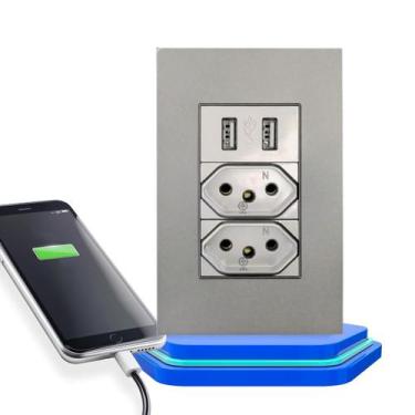 Imagem de Tomada Dupla com Usb De Parede Bivolt Carregador Universal Celular - G