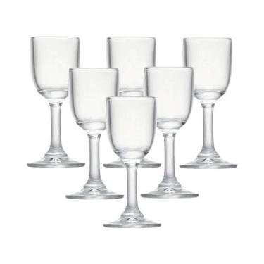 Imagem de Conjunto De 6 Copos De Vidro Sem Chumbo De 25ml Com Haste Para Casamen