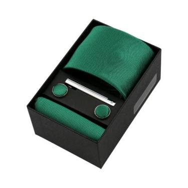 Imagem de Conjunto De Gravata Masculina De Luxo Em Cor Sólida Com Lenço De Bolso