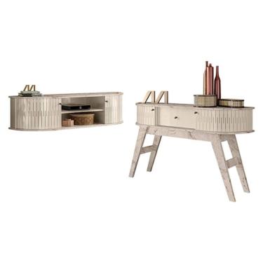 Imagem de Rack Bancada Suspensa Modena com Aparador Estoril Calacata Off White – Madetec