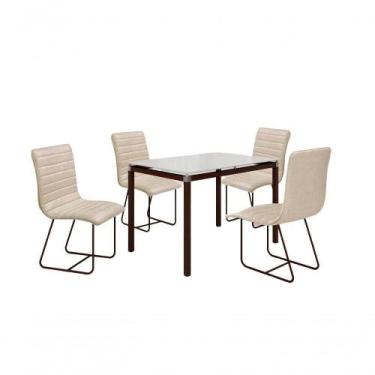 Imagem de Conjunto Itália Com 4 Cadeiras E Base Tocantins Bm Tubulares Off White