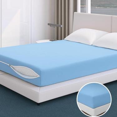 Imagem de Capa Colchão Solteiro Azul Solteiro Medida 88cm x 188cm x 18cm - Vida 