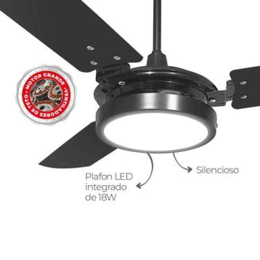 Imagem de Ventilador de teto valen com led 18w motor grande ventex, Preto preto,