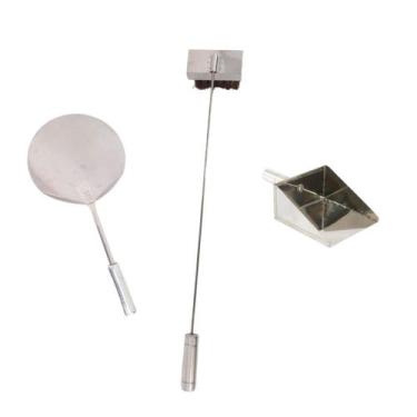 Imagem de Kit Pizzaria Pá Pizza Inox 30cm Churrasqueira e Forno Iglu - INOX LAUR