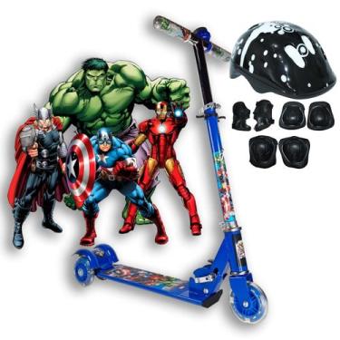 Imagem de Patinete Infantil De Ferro Vindadores 3 Rodas C/ Capacete - Elite