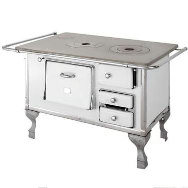 Imagem de Fogão a Lenha 2 Bocas com Forno a Gás Marumby N2 Saída Esquerda Chapa Ferro Fundido Branco