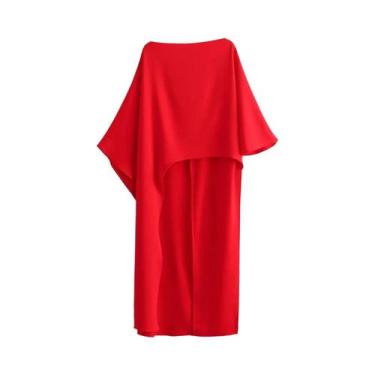 Imagem de Vestido Longo Assimétrico Estilo Capa Para Mulheres, Casual E Elegante