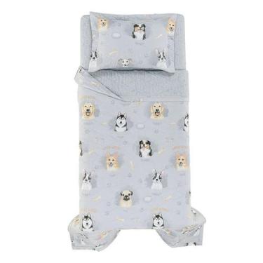 Imagem de Colcha Solteiro Infantil Dupla Face Alg. 200Fios Dog Karsten