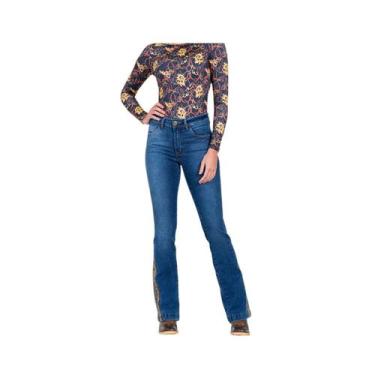 Imagem de Calça Country Feminina Stabulos Jeans Flare Bordado - Ref. SBT217, 44