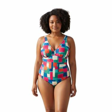 Imagem de Maiô Plus Size Bojo Removível Alça Sutiã Estampado - LA PLAYA, Es362, 